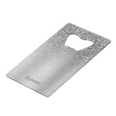 シルバーグレーフェイクグリッターとメタリックテクスチャブレンド クレジットカード栓抜き (裏面アングル)