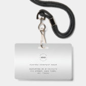 シルバーグレーフォトIDカードカスタムと文字 バッジ (裏面（ネックストラップ付）)