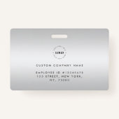 シルバーグレーフォトIDカードカスタムと文字 バッジ (裏面)