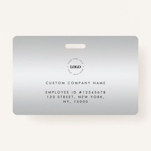 シルバーグレーフォトIDカードカスタムと文字 バッジ (裏面)