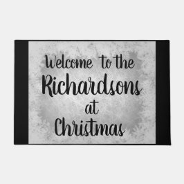 シルバーグレーフロストファミリーパーソナライズされたウェルカム ドアマット