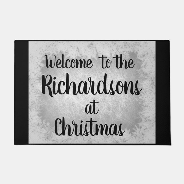 シルバーグレーフロストファミリーパーソナライズされたウェルカム ドアマット (正面)
