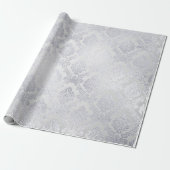 シルバーグレーフローラダマスクフローラモノクロ王室のム ラッピングペーパー (アンロールド)