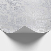 シルバーグレーフローラダマスクフローラモノクロ王室のム ラッピングペーパー (角)