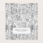 シルバーグレーフローラダマスク 名刺 (外部フラット)