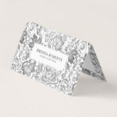 シルバーグレーフローラダマスク 名刺 (正面)