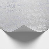 シルバーグレーフローラ繊細なメタリックモノクロ ラッピングペーパー (角)