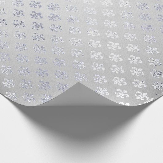 シルバーグレーフローラ（紋章の）フラ・ダ・リ王室のアイリス ラッピングペーパー (角)
