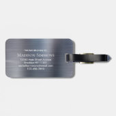 シルバーグレーブラシ仕上げメタルスクリプトモノグラムかわいい ラゲッジタグ (裏面横)