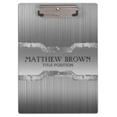 シルバーグレーブラシ仕上げメタルルック クリップボード (正面)