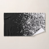 シルバーグレーブラックグリッター#3 (フェイクグリッター) バスタオルセット (ハンドタオル)