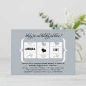 シルバーグレーブラックスロットマシンブライダルシャワー 招待状 (スタンド正面)