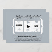 シルバーグレーブラックスロットマシンブライダルシャワー 招待状 (正面/裏面)