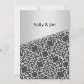 シルバーグレーブラックダイアモンド結婚ズ婚約 招待状 (正面)