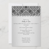 シルバーグレーブラックダイアモンド結婚ズ婚約 招待状 (裏面)