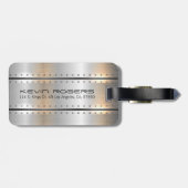 シルバーグレーブラッシュアルミニウム幾何学的デザイン ラゲッジタグ (裏面横)