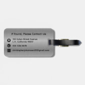 シルバーグレーブラッシュメタルブラックはっきりしたモノグラムの ラゲッジタグ (裏面横)