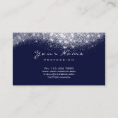 シルバーグレーブルーネイビーグリッターメイクアップアーティストラッシュズ 名刺 (裏面)