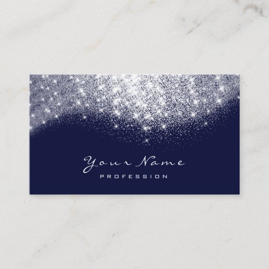 シルバーグレーブルーネイビーグリッターメイクアップアーティストラッシュズ 名刺 (正面)