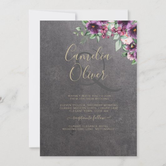 シルバーグレーベリ結婚ーフローラの冬秋 招待状 (正面)