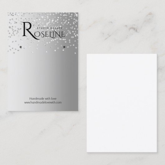 シルバーグレーホワイトグリッターのジュレリーディスプレイ 名刺 (正面/裏面)