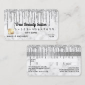 シルバーグレーホワイトマーブルグリッタードリップスギフトクレジット 名刺 (正面/裏面)