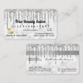 シルバーグレーホワイトマーブルグリッタードリップスクレジット 名刺 (正面/裏面)