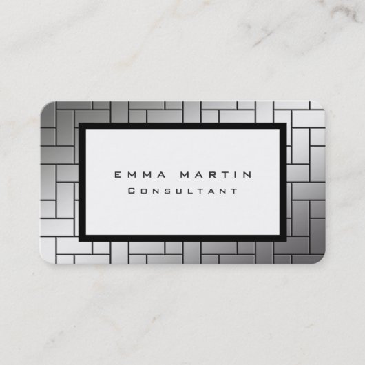 シルバーグレーホワイトユニークトレンディークリエイティブ 名刺 (正面)