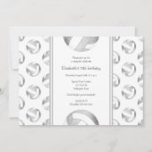 シルバーグレーボールパターン女の子の誕生日 招待状 (正面)