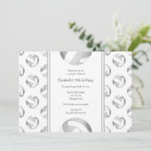 シルバーグレーボールパターン女の子の誕生日 招待状 (スタンド正面)