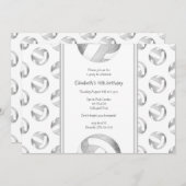 シルバーグレーボールパターン女の子の誕生日 招待状 (正面/裏面)