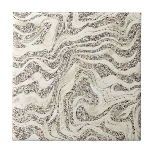 シルバーグレーマーブリーグリッターキュートガーリーグラムクラシー タイル (正面)