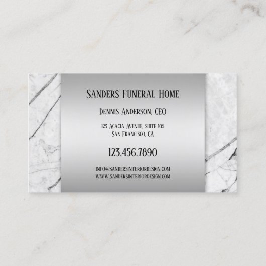 シルバーグレーマーブルシックビジネスカード 名刺 (裏面)