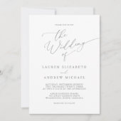 シルバーグレーミニマリスト結婚式招待状 招待状 (正面)