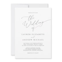 シルバーグレーミニマリスト結婚式招待状