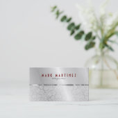 シルバーグレーメタリックデザイン&ダマスク – モノグラーム 名刺 (スタンド正面)