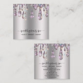 *~*シルバーグレーメタルドリップグリッターAP7 スクエア名刺 (正面/裏面)