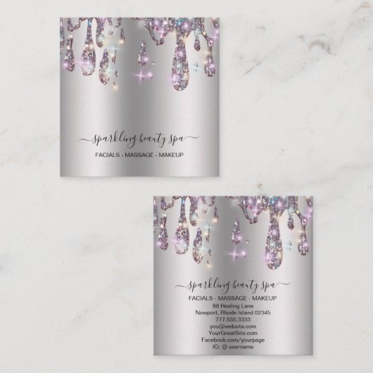 *～*シルバーグレーメタルドリップグリッターAP7  スクエア名刺 (正面/裏面)