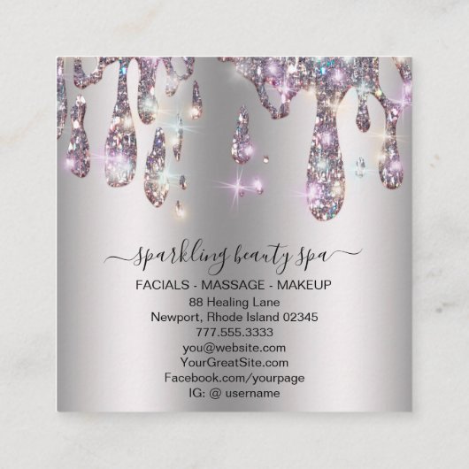 *～*シルバーグレーメタルドリップグリッターAP7  スクエア名刺 (裏面)