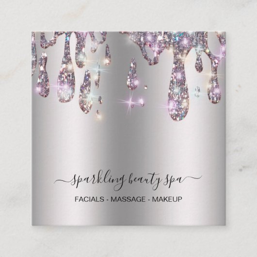 *~*シルバーグレーメタルドリップグリッターAP7 スクエア名刺 (正面)