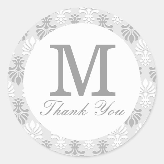 シルバーグレーモノグラムありがとう ラウンドシール (正面)