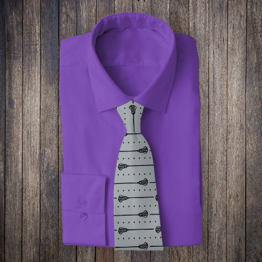 シルバーグレーラクロスブラックスティック&ドットパターン ネクタイ