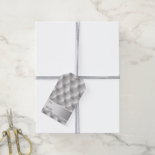 シルバーグレーラグジュアリーベルベフェイクットクリスマス ギフトタグ (より糸付き)