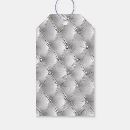 シルバーグレーラグジュアリーベルベフェイクットクリスマス ギフトタグ (裏面)