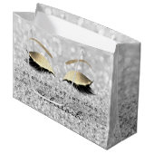 シルバーグレーリーズ赤面メイクアップグリッターブランディング ラージペーパーバッグ (正面アングル)