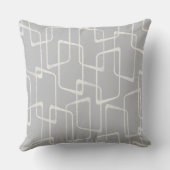 シルバーグレーレトロリノプリント幾何学的パターン クッション (裏面)