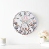 シルバーグレーローマンナンバーメタリックマーブルバラ金ゴールド ラージ壁時計 (ホーム)