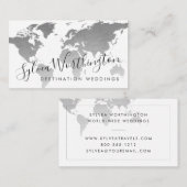 シルバーグレー世界地図旅行業 名刺 (正面/裏面)