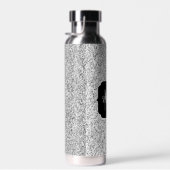 シルバーグレー光グリッターキラキラ黒モノグラム ウォーターボトル (右面)