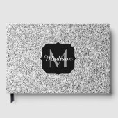 シルバーグレー光グリッタースパークルズモノグラム ゲストブック (正面)